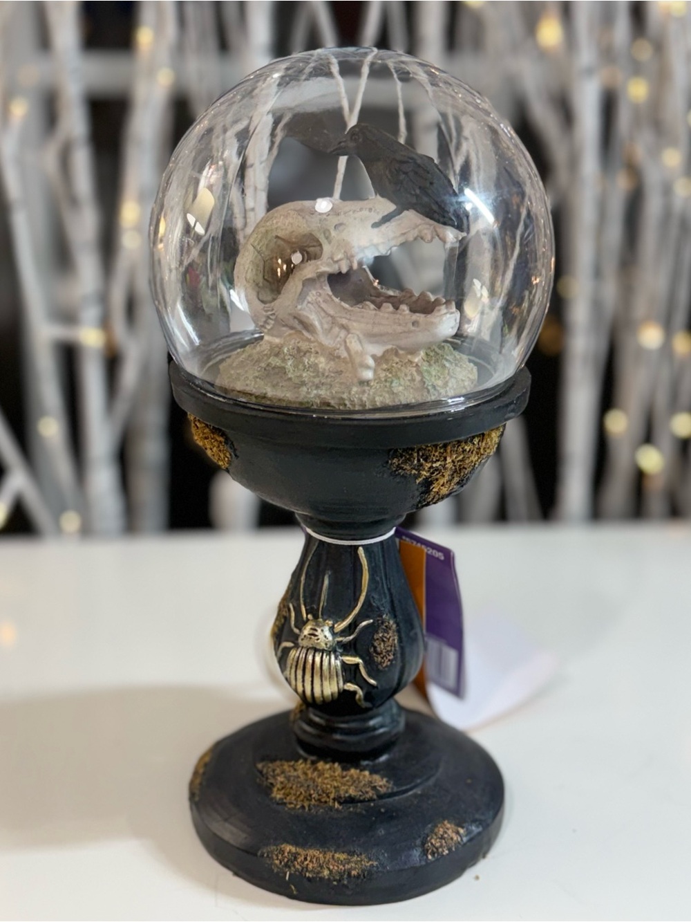 NWT Haunted Living 10” Animal Cloche Raven and Skull, Eyes Light Up Spooky Decor
